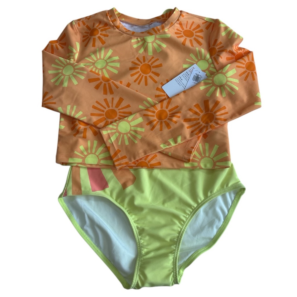 Old Navy Kids Swim Set - Orange and Yellow
One Piece with Rashguard NWT L 10-12
